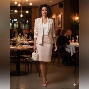 John Meyer JM Studio 16 18 Pink Lace Pencil Skirt 2 Piece Suit Set Blazer XL